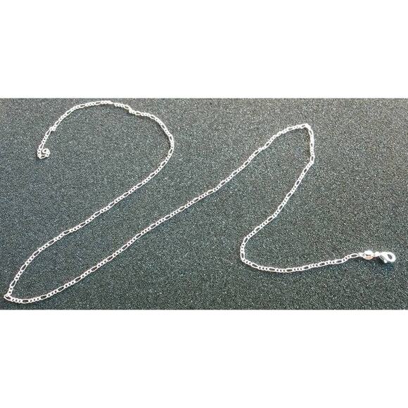 Sterling Silver 925 Plated 22 Inch Figaro Chain Necklace New 1/16th" Wide - Picture 1 of 1